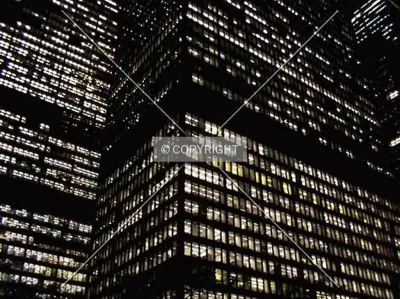 Façade section at night