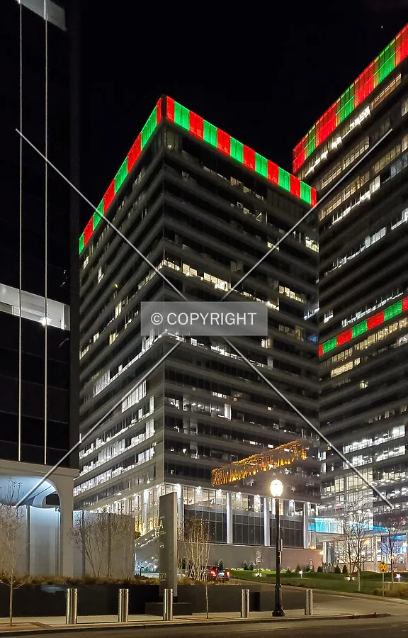 Southwest view at night; December 17, 2020