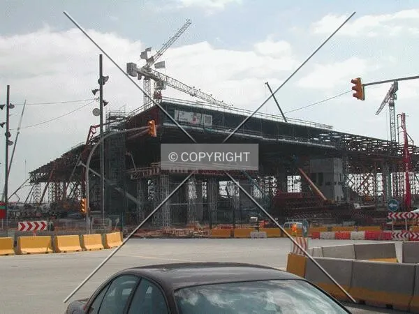 View of the building, the steel structure has been finished