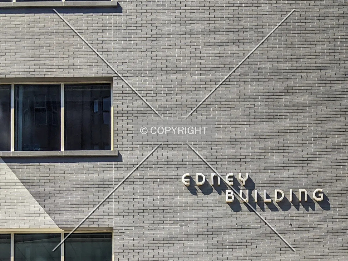 Signage and northern facade detail
