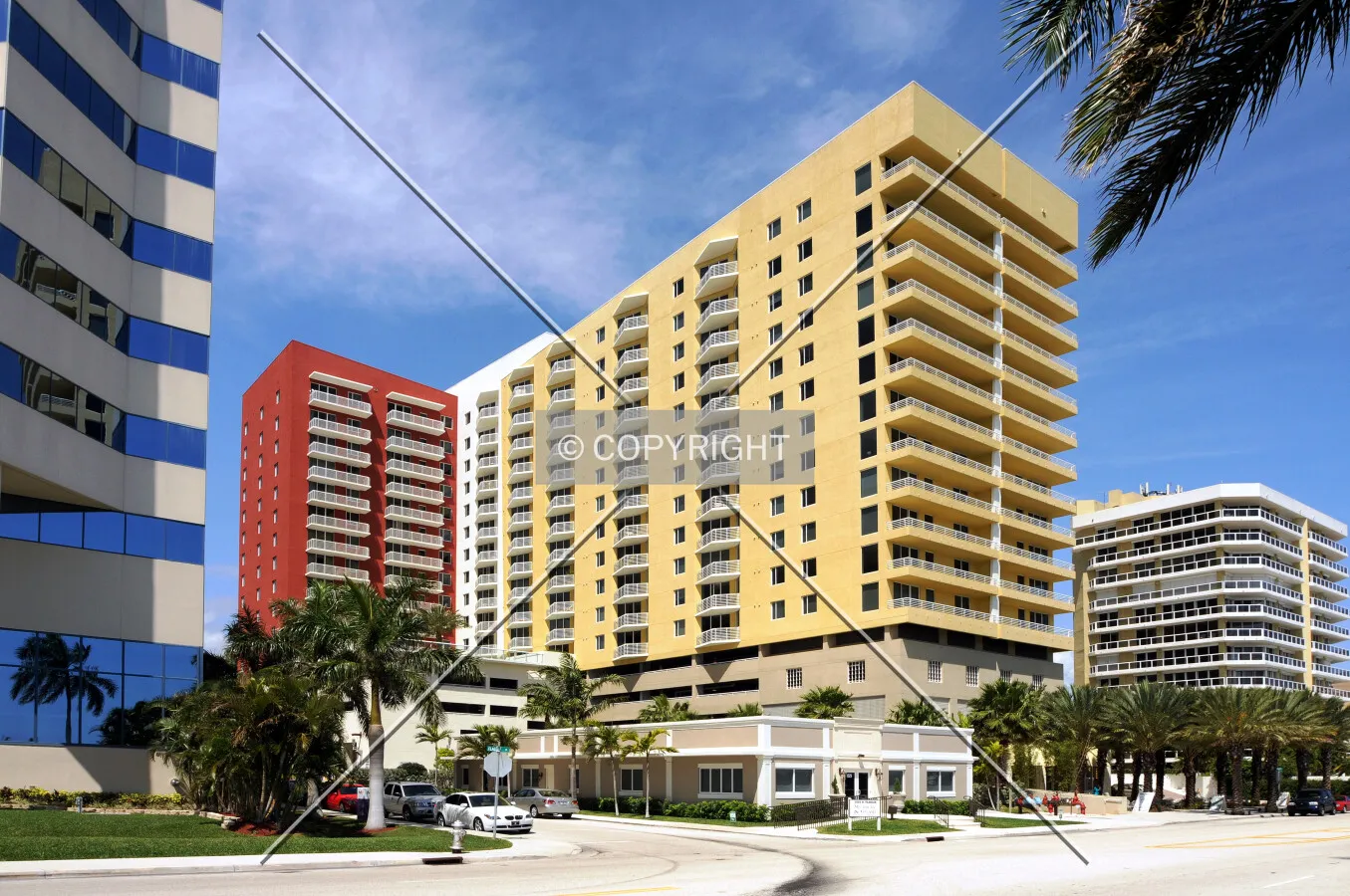 View from the southeast across North Flagler Drive
