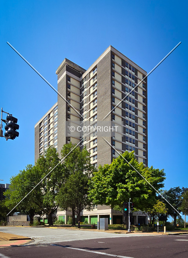 From the northeast after being emptied of tenants; August 10, 2024