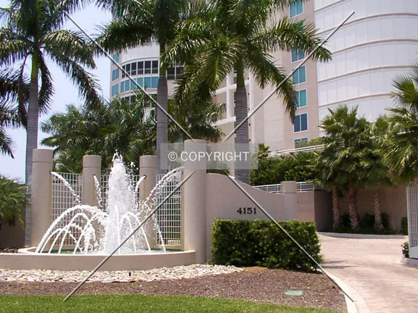 Driveway and fountain