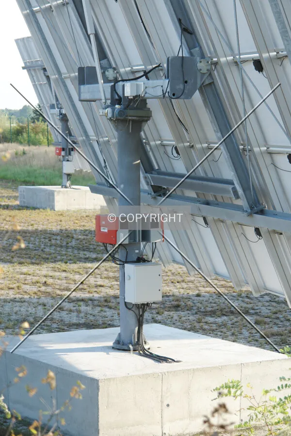 A view behind an automated solar panel