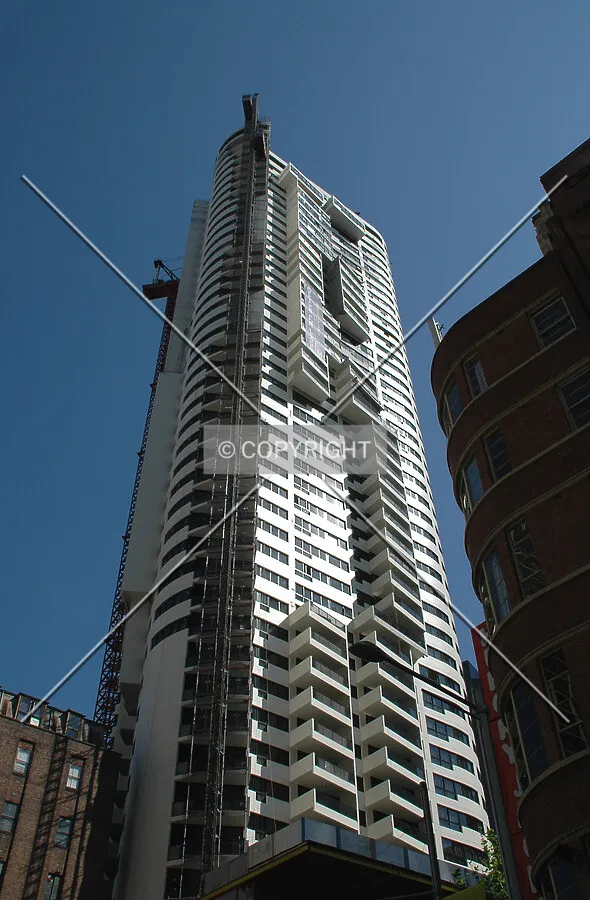 Looking up the southeast corner