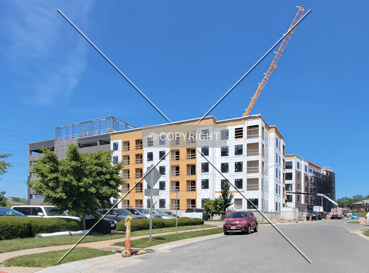 From the northeast during construction; May 30, 2023