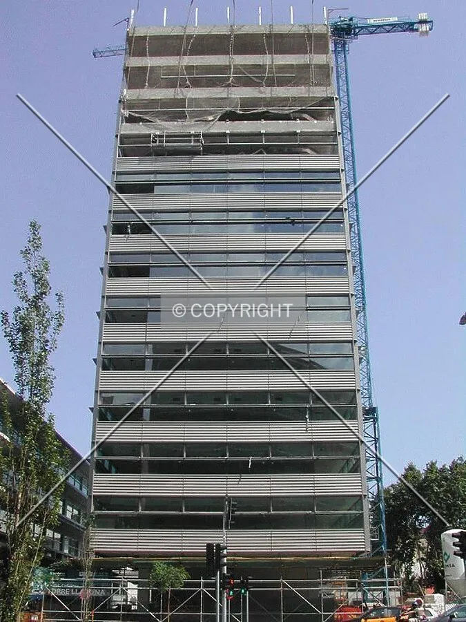 Close up view of the facade