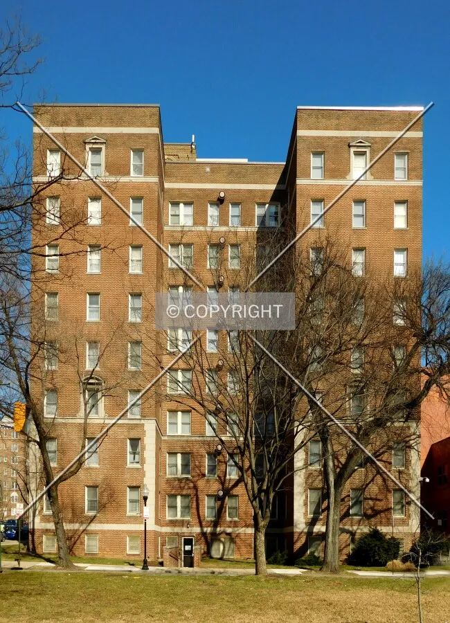 From the south across East 33rd Street