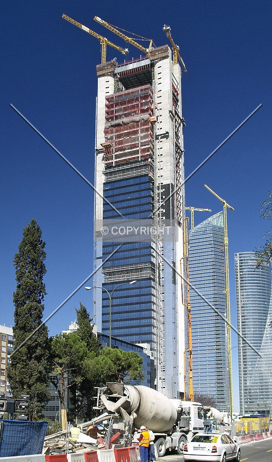 As seen from Paseo de la Castellana