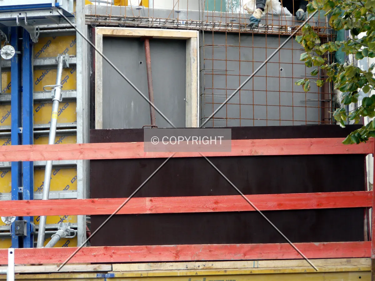 Formwork and rebars for a wall on the second floor