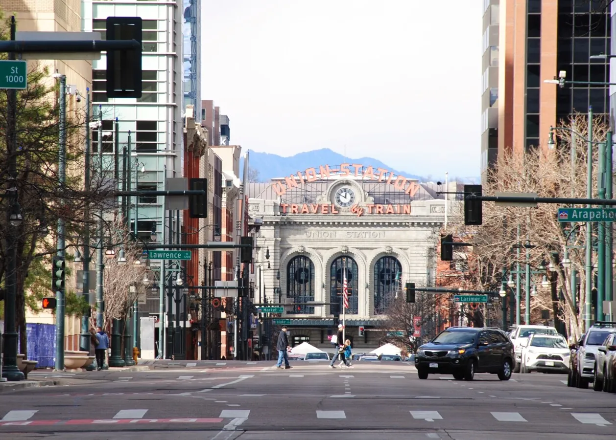 Distant view from the southeast on 17th Street