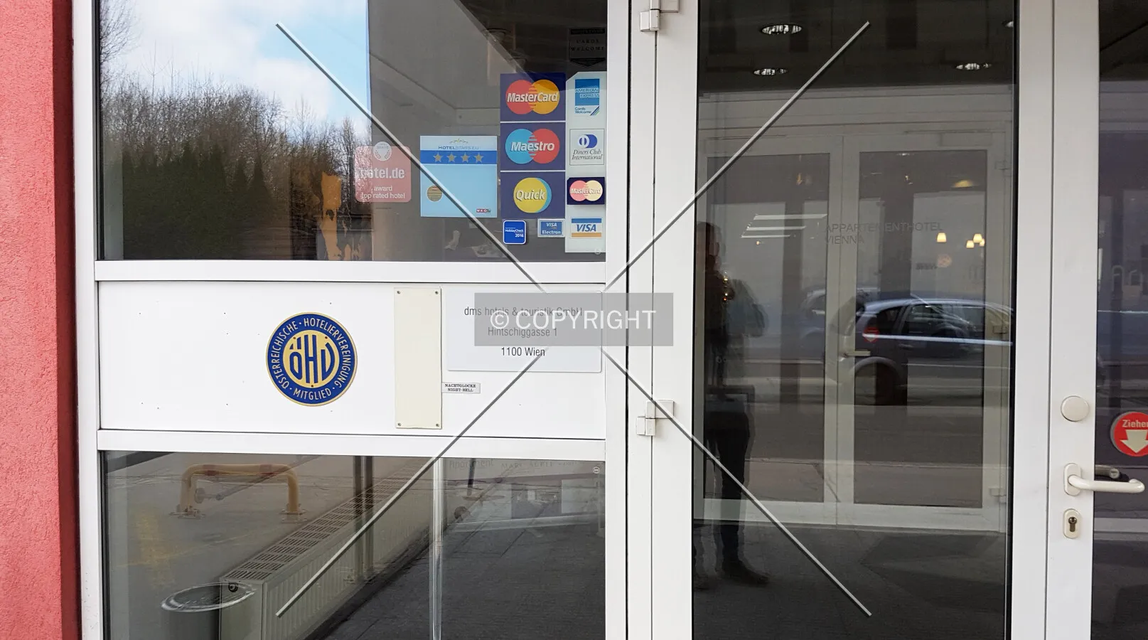 Sign showing the hotel operator