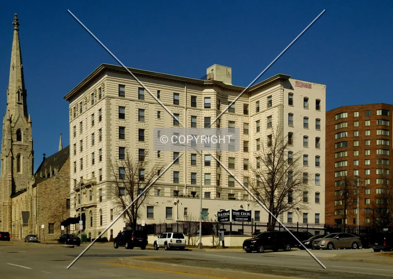 From across North Eutaw Street to the south