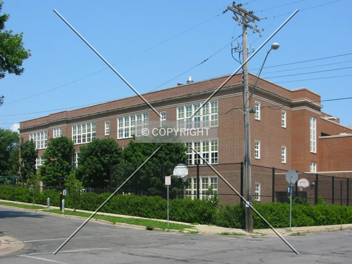 View to the northwest across West 43rd Street and Bryant Avenue South