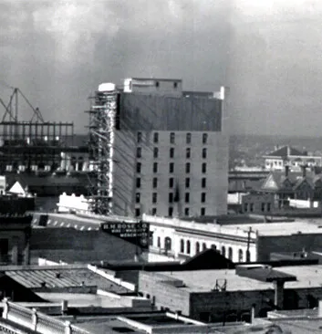Vintage view from the southeast during the final stages of construction