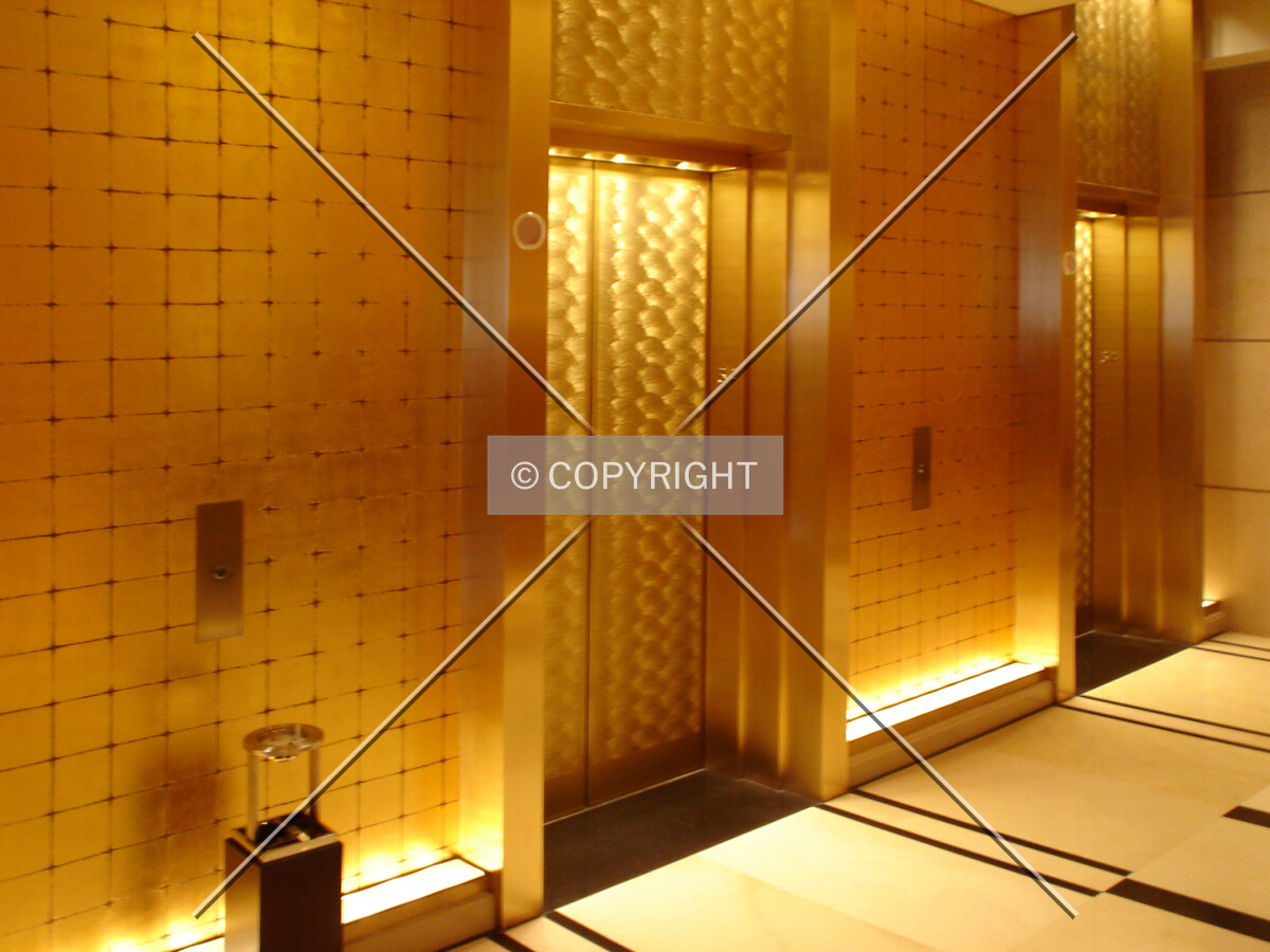 In front of elevators on the visitors floor