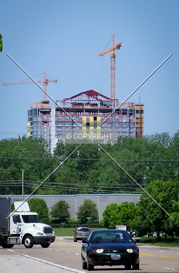 Distant view from the southeast during construction; May 16, 2007