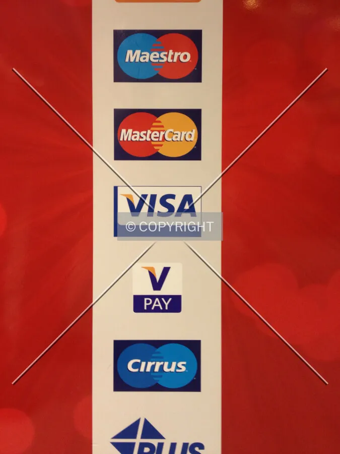 Cashless payments using common payment types such as MasterCard, Maestro, Visa, VisaPay, Cirrus, and Plus