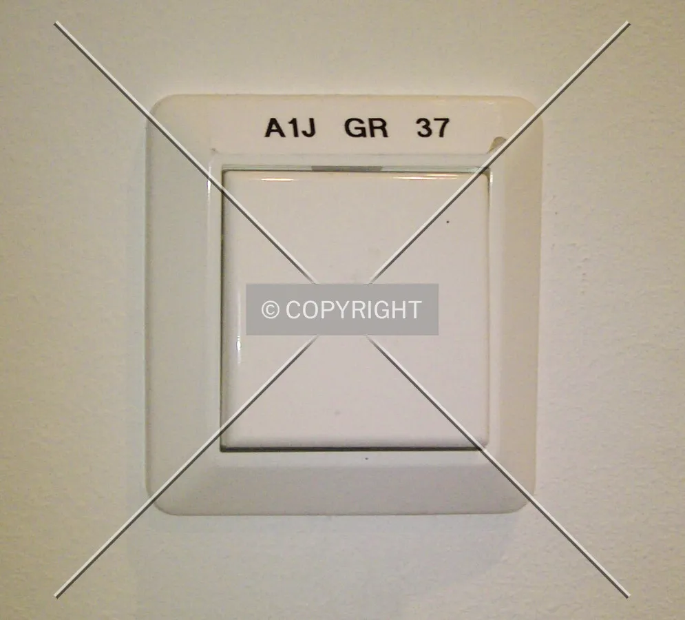 A light switch including its identification label
