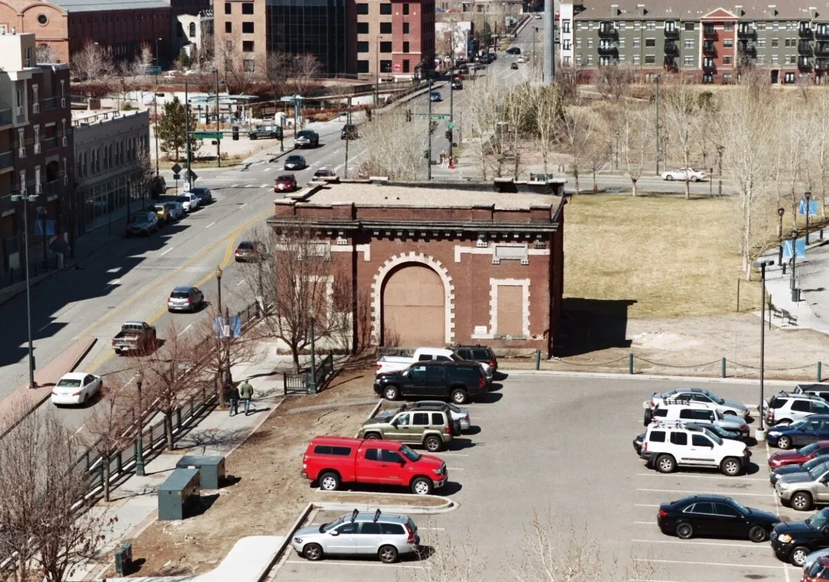 Elevated view from the southeast