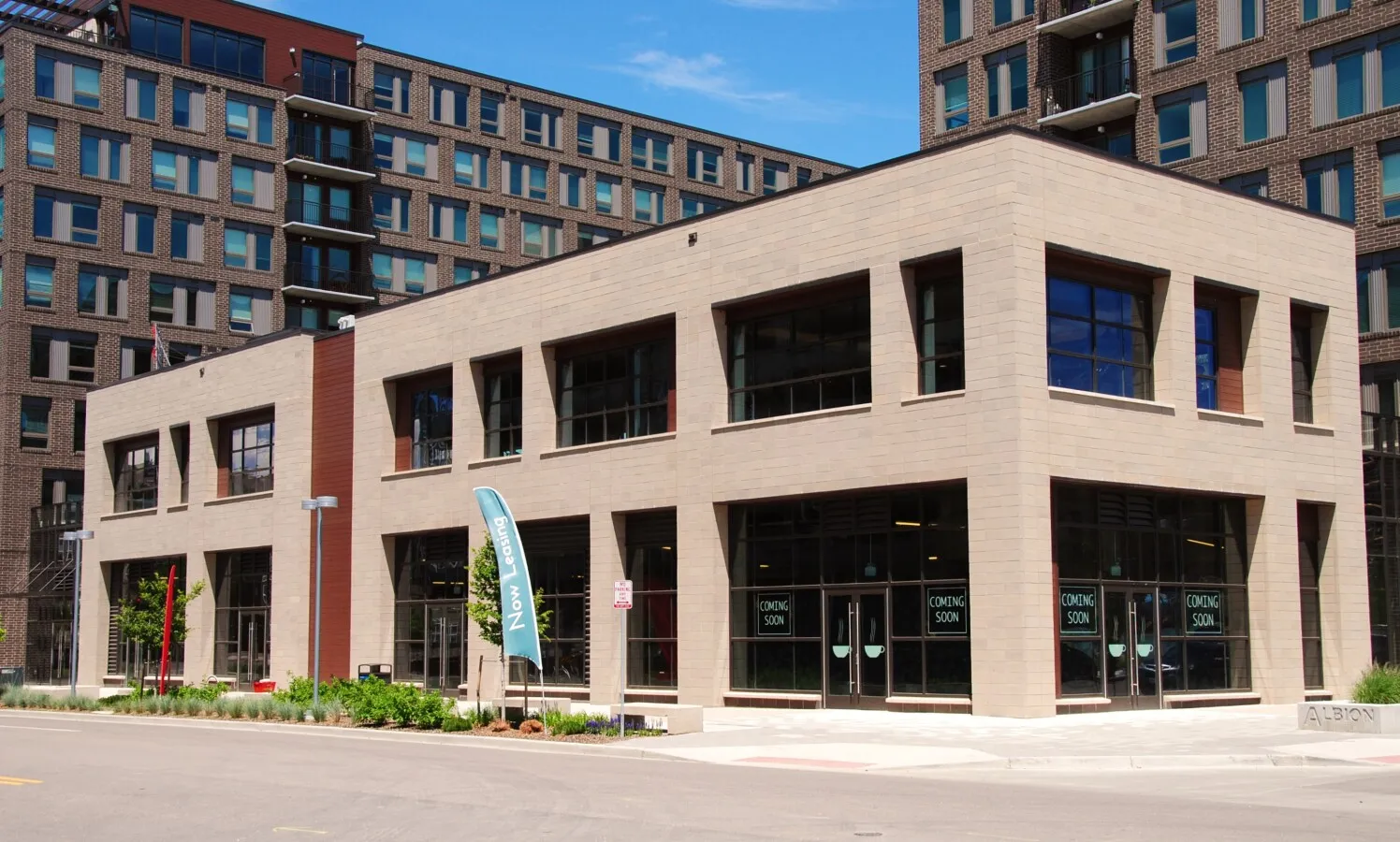 Retail on the southeast corner