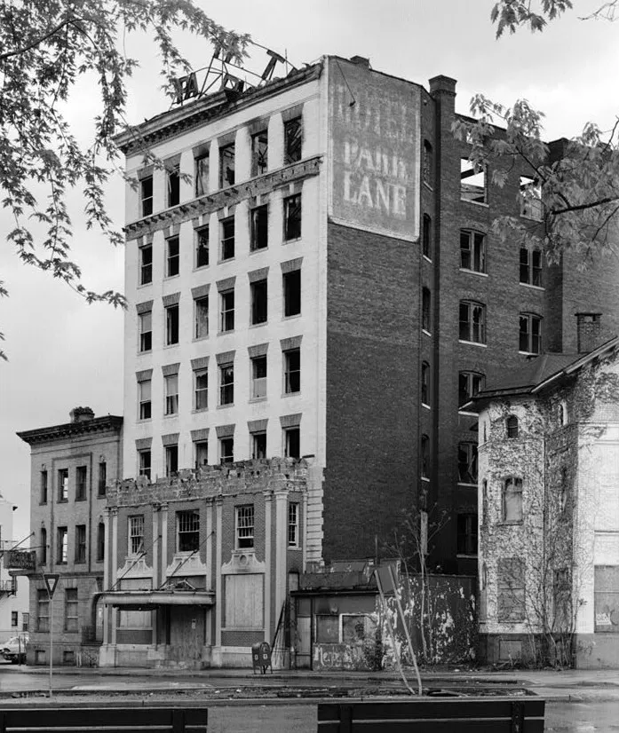 View from the north before removal of top two stories
