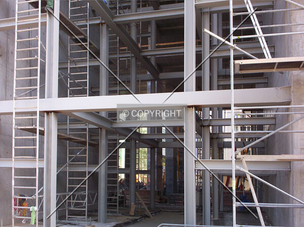 Steel framework inside the external towers