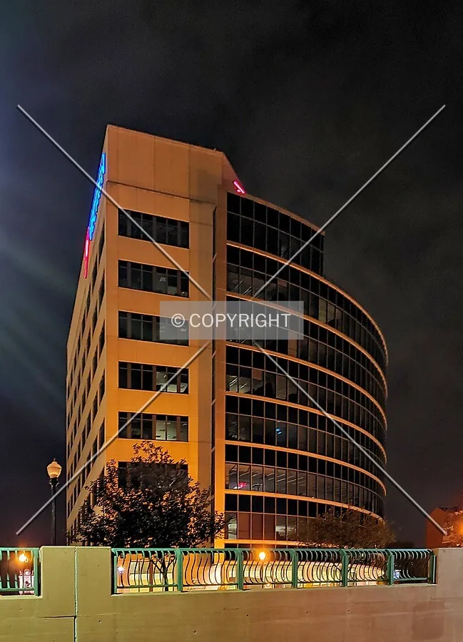 Night view from the west; September 28, 2019