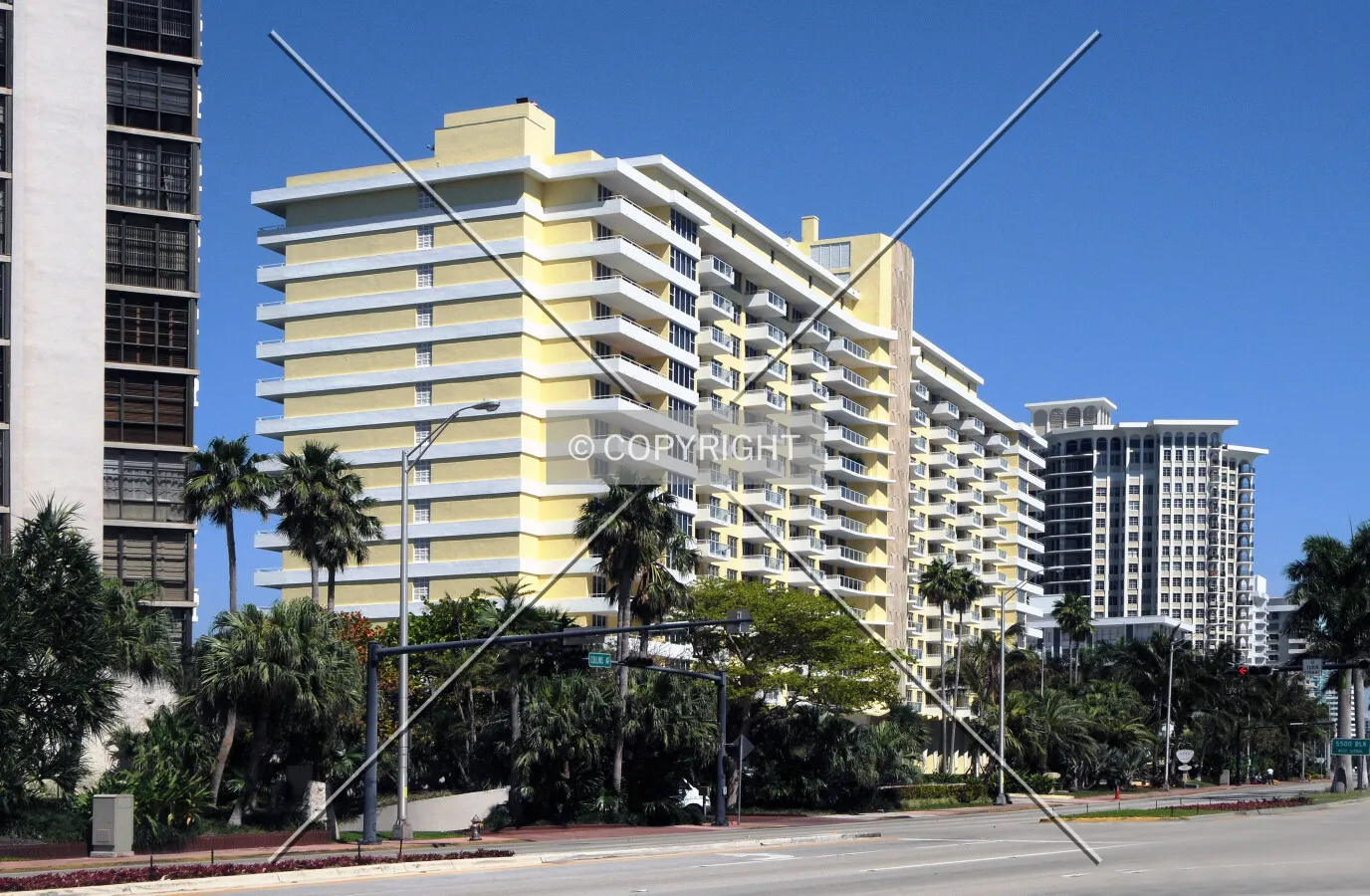 View from the southeast across Collins Avenue