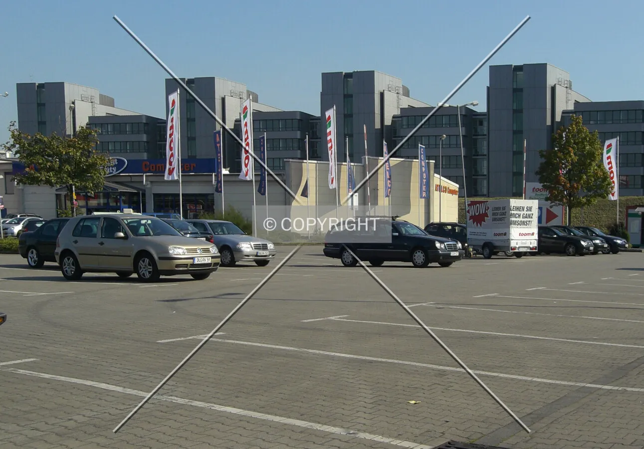 The rear as seen from a nearby department store