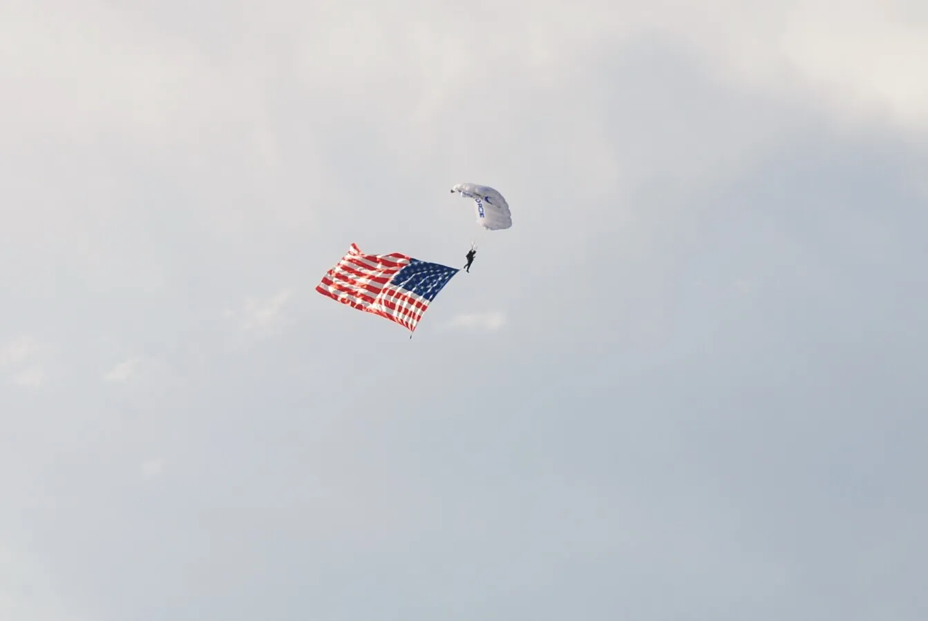 Skydiver with the US flag