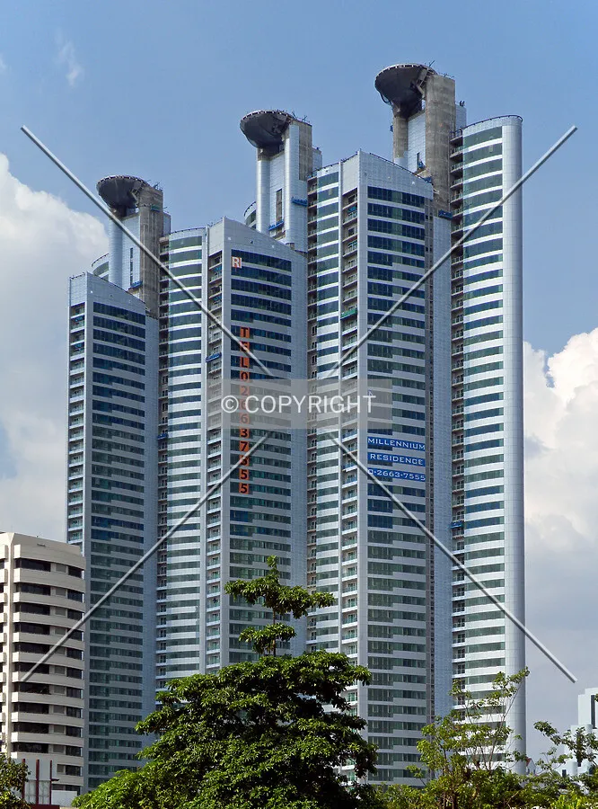 Tower 3 in centre as seen from the southwest