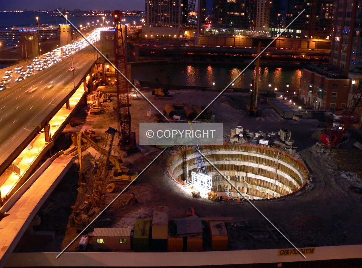 Overview of the site from a nearby parking structure