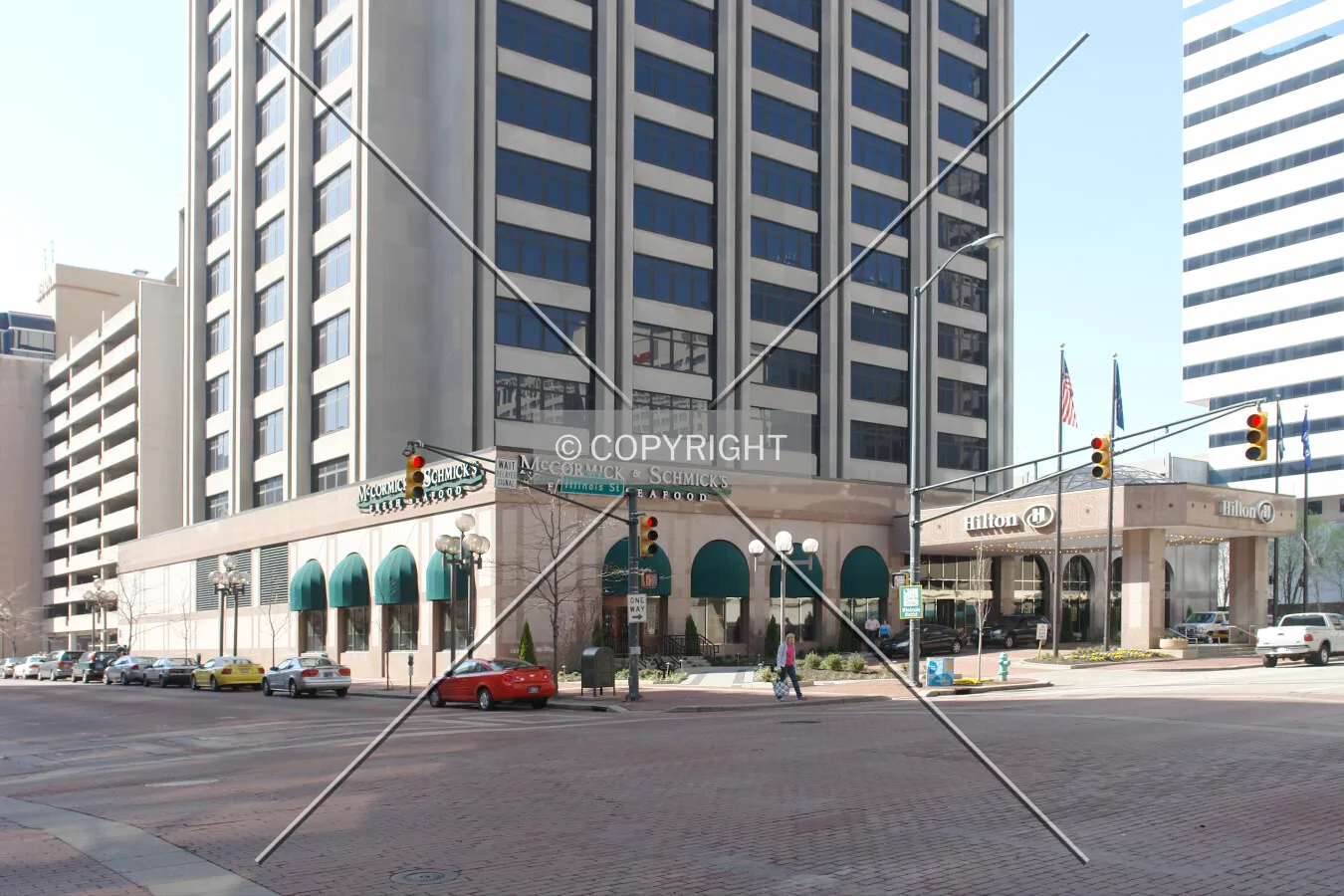 Street scene in front of the hotel tower