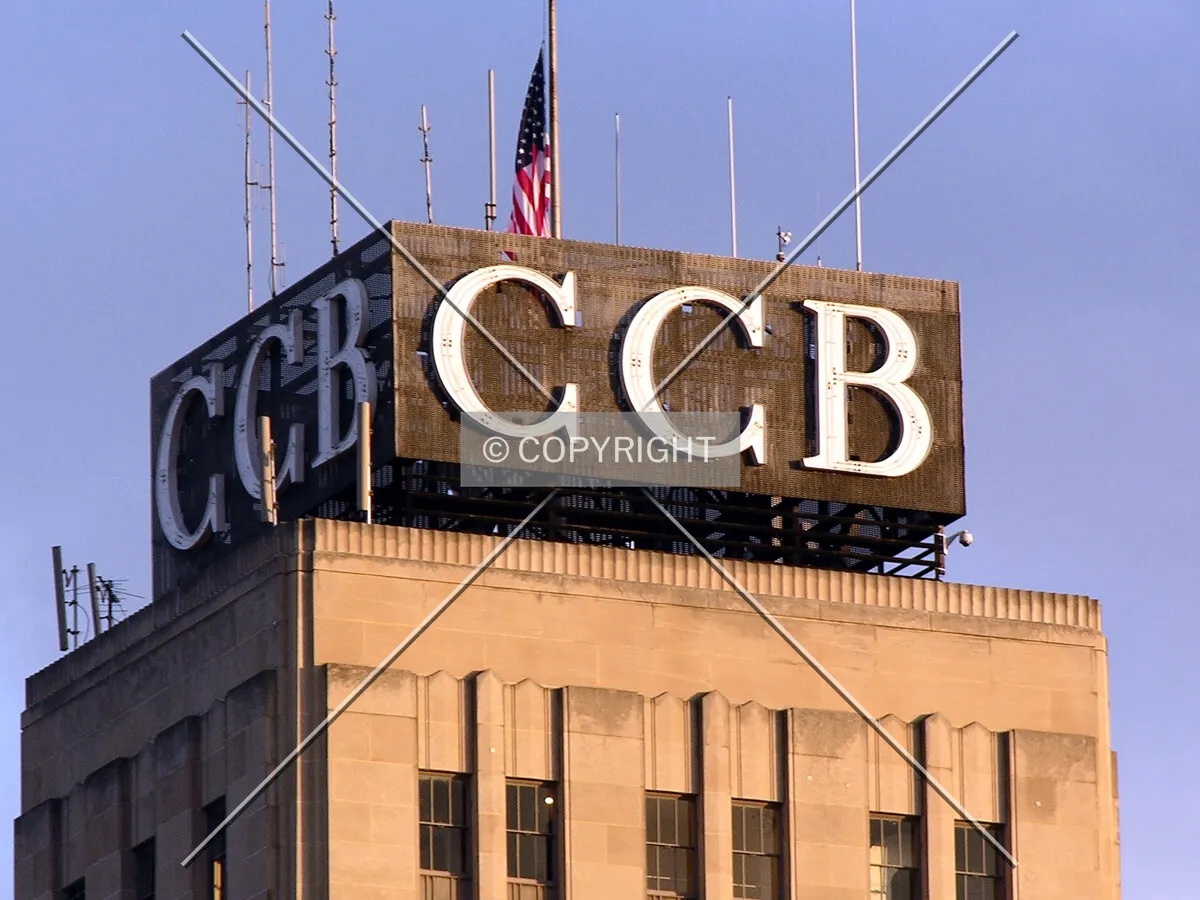 Looking southeast towards the signage at the top