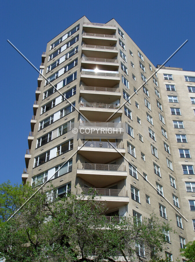 Looking up at the balconies