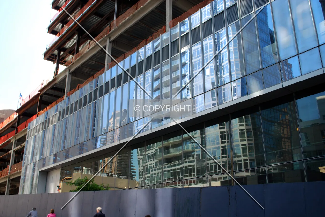 Glass panels on the northeastern side