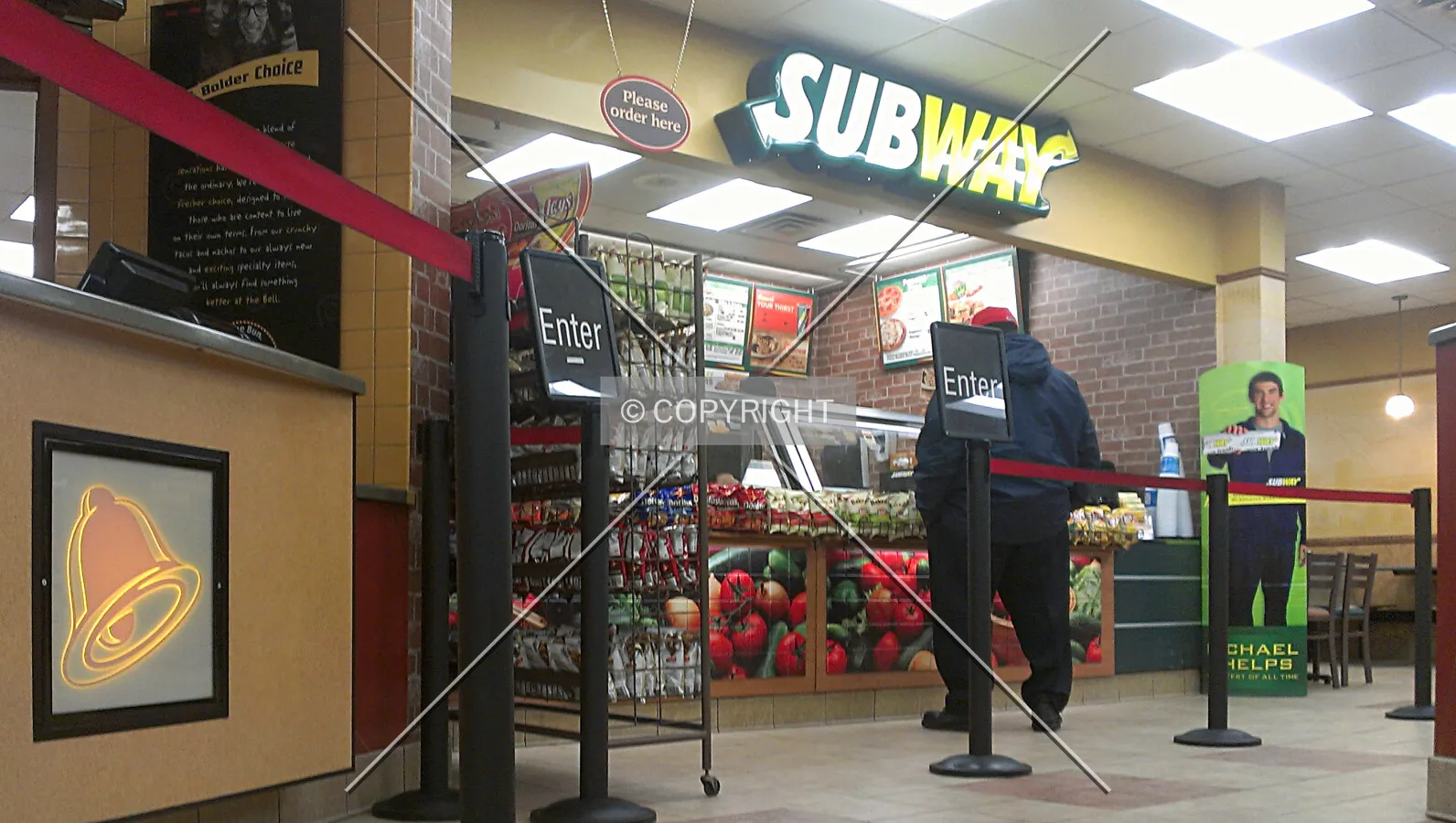 View towards Subway with Taco Bell on the left; December 24, 2012