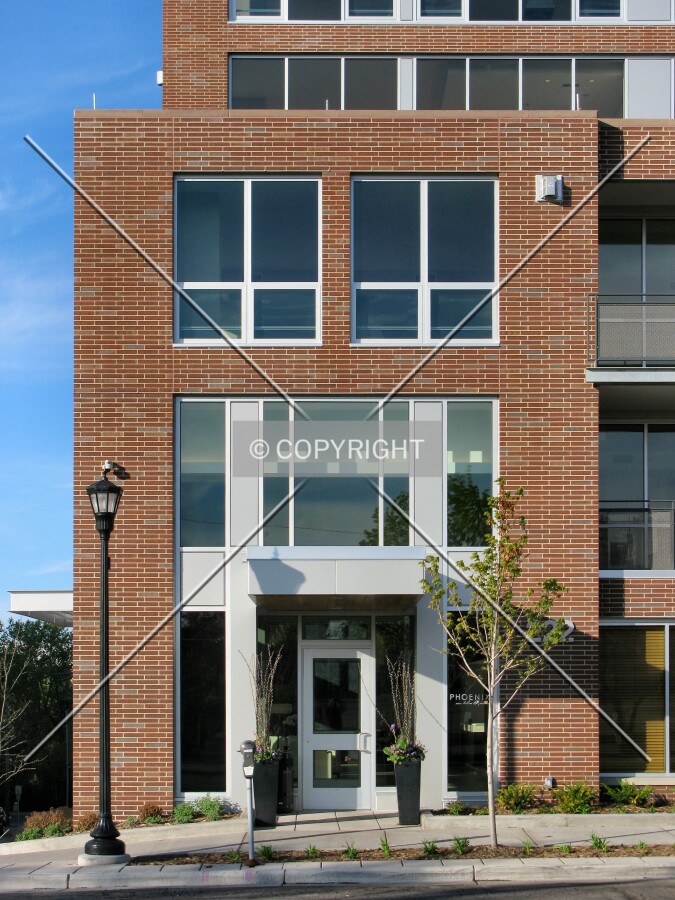 Main entrance to the tower residences from across 2nd Street SE
