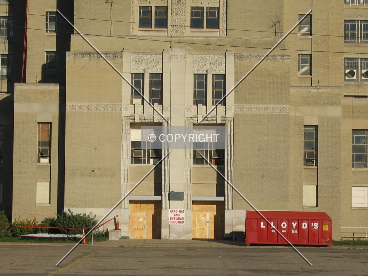 Boarded-up entrance