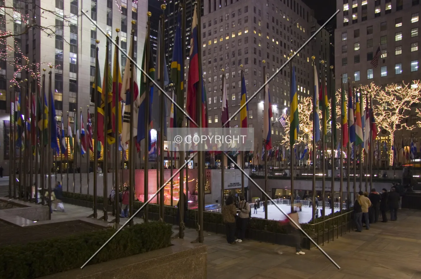 Flags around the skating rink