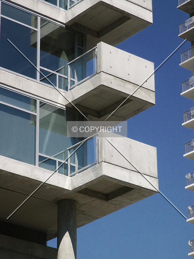 Lower balconies on the northeast corner
