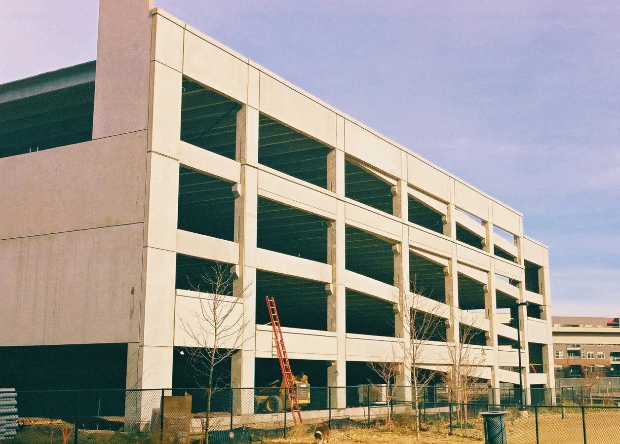 View of the parking deck to the northeast