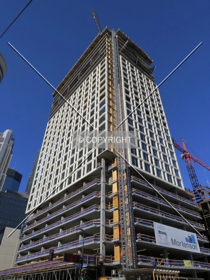Looking up the northeast corner