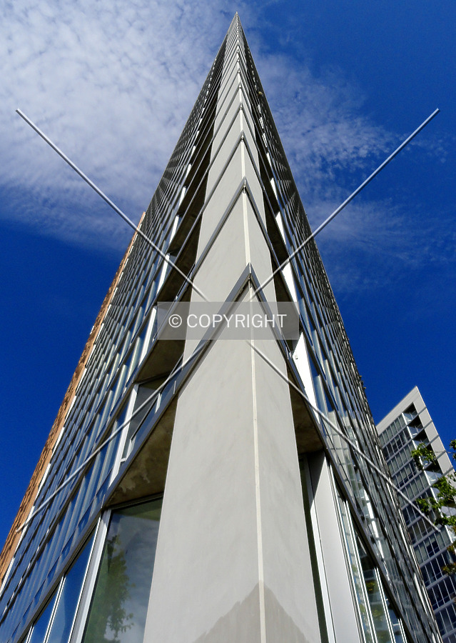 Looking up the southeast corner