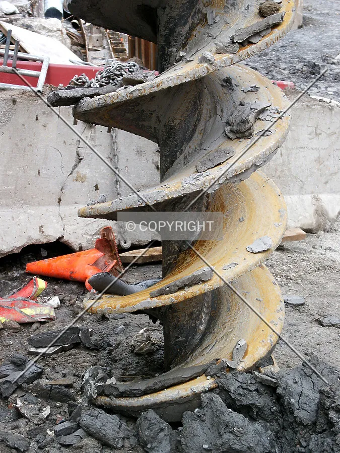 Auger drill for the caisson at the southwest corner