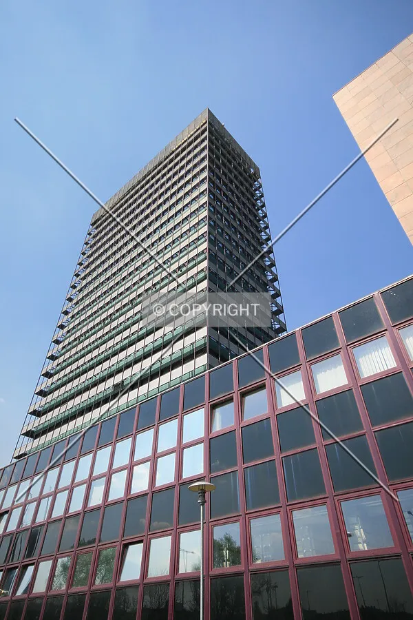 Looking up the south facade