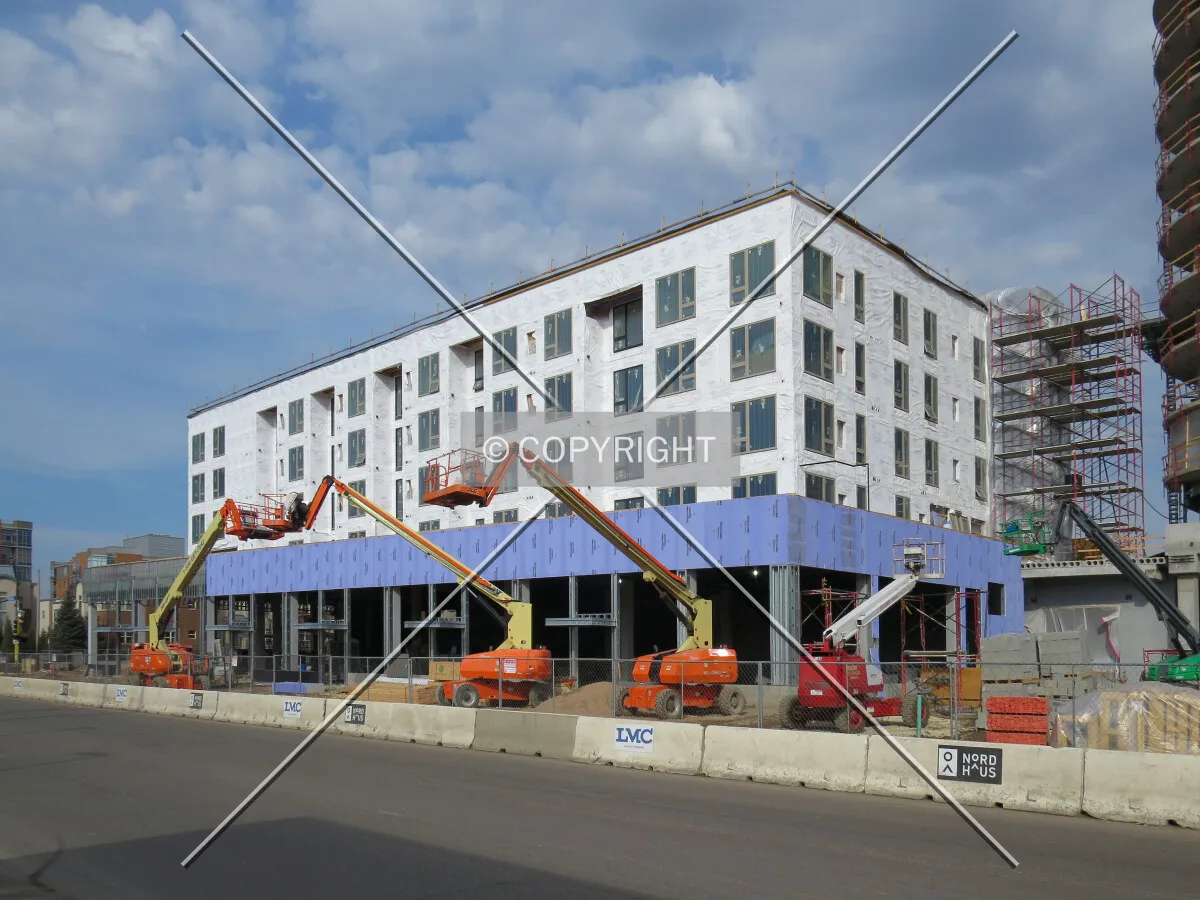 View to the west across 1st Avenue NE