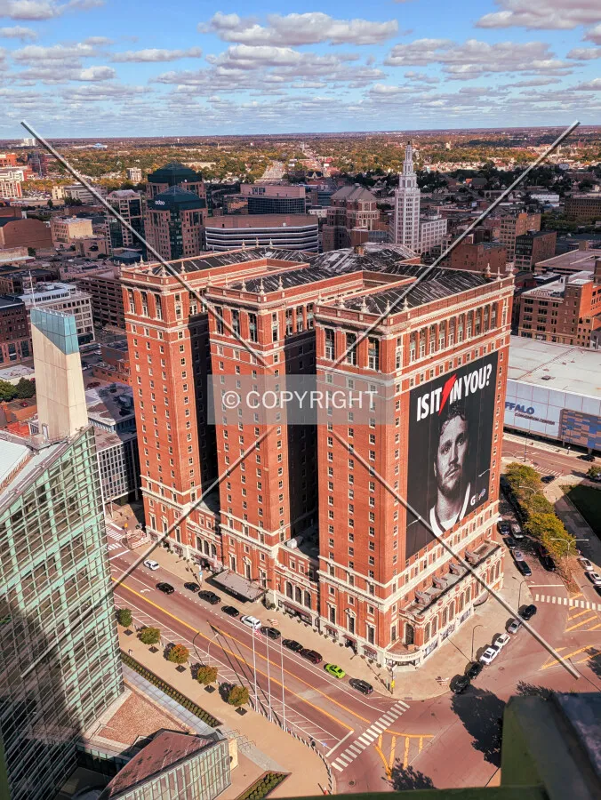 Elevated view from the west