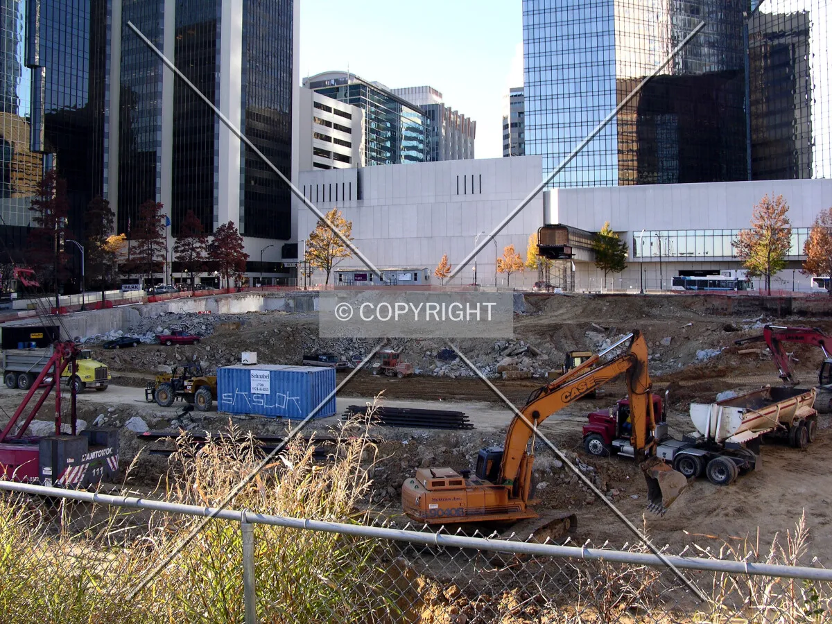 Looking southwest from the Charlotte Trolley Tracks